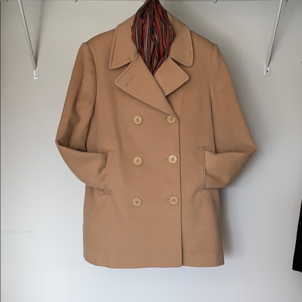 TALBOTS WOOL TAN PEACOAT SIZE 12
